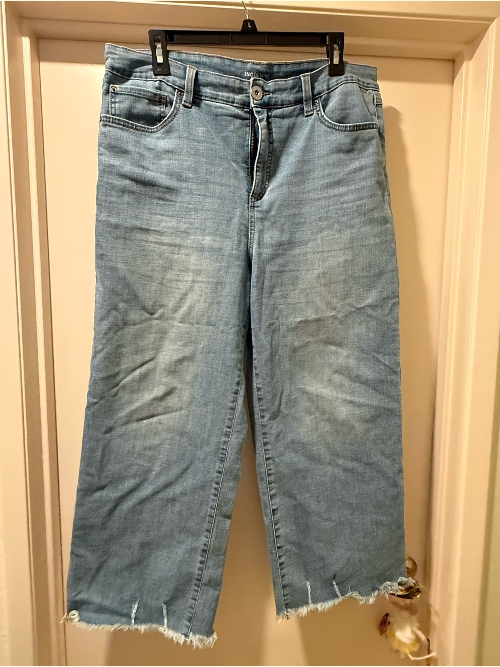 INC International Concepts Light Wash Wide-Leg Crop Jeans